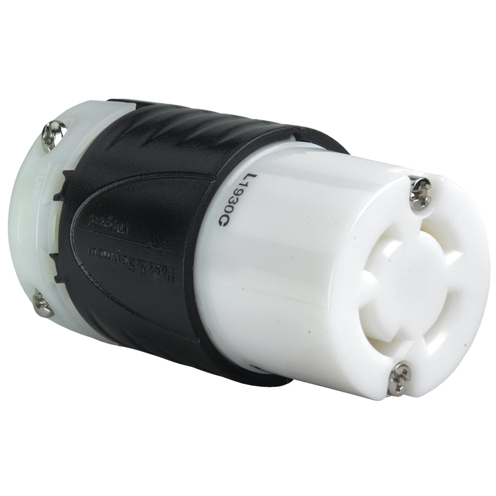 L1930C 30A NEMA L1930 Connector - Black Back, White Front Body