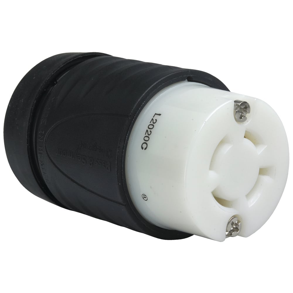 L2020C 20 Amp NEMA Connector L2020 - Black Back, White Front Body