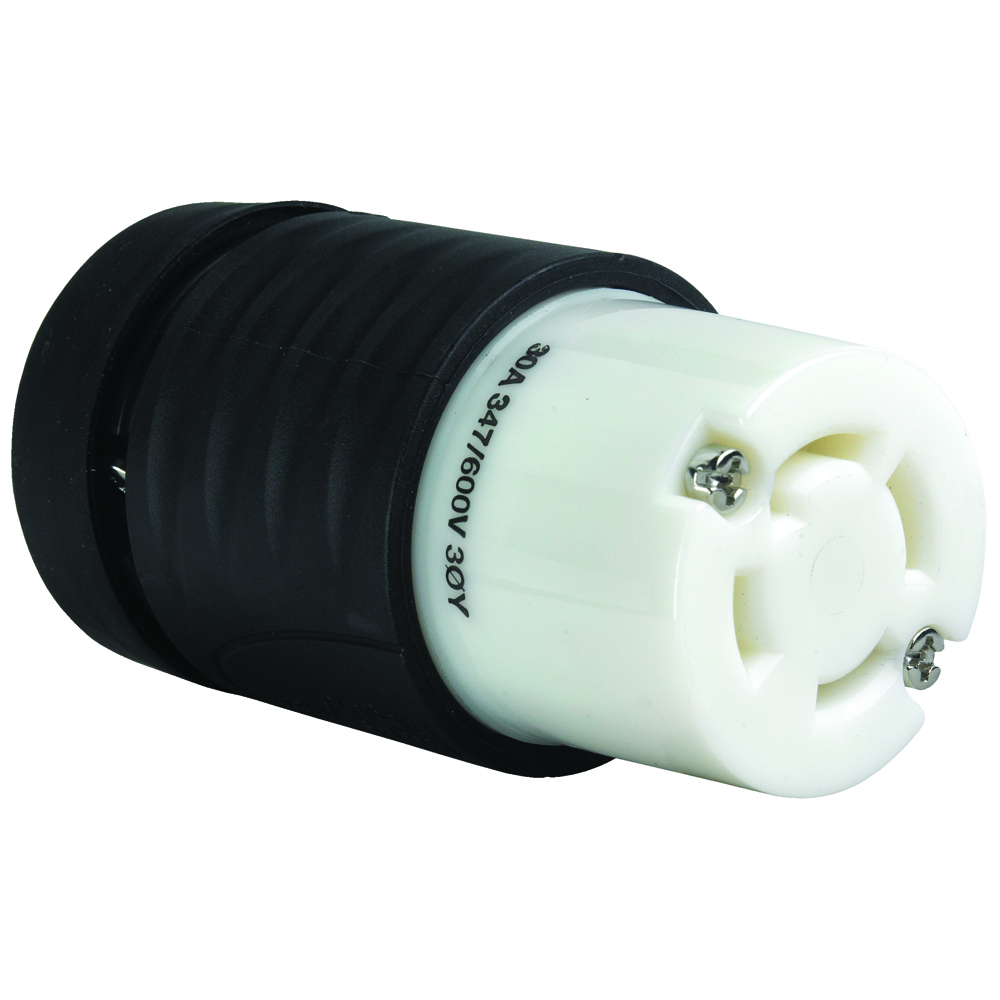 L2030C 30A NEMA L2030 Connector - Black Back, White Front Body