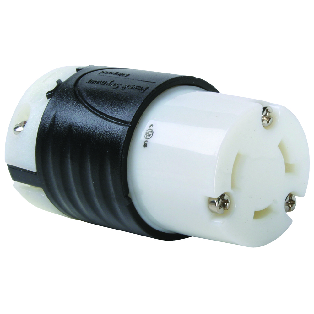 L830C 30A NEMA L830 Connector - Black Back, White Front Body