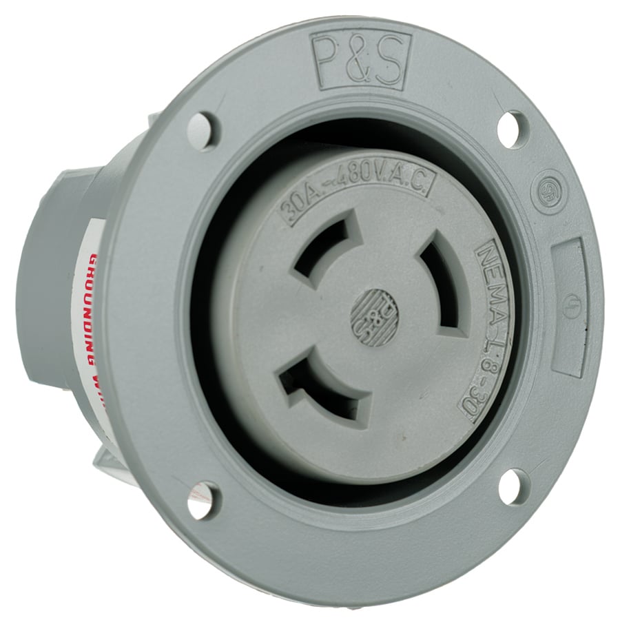 L830FO 30A NEMA L830 Flanged Outlet, Gray