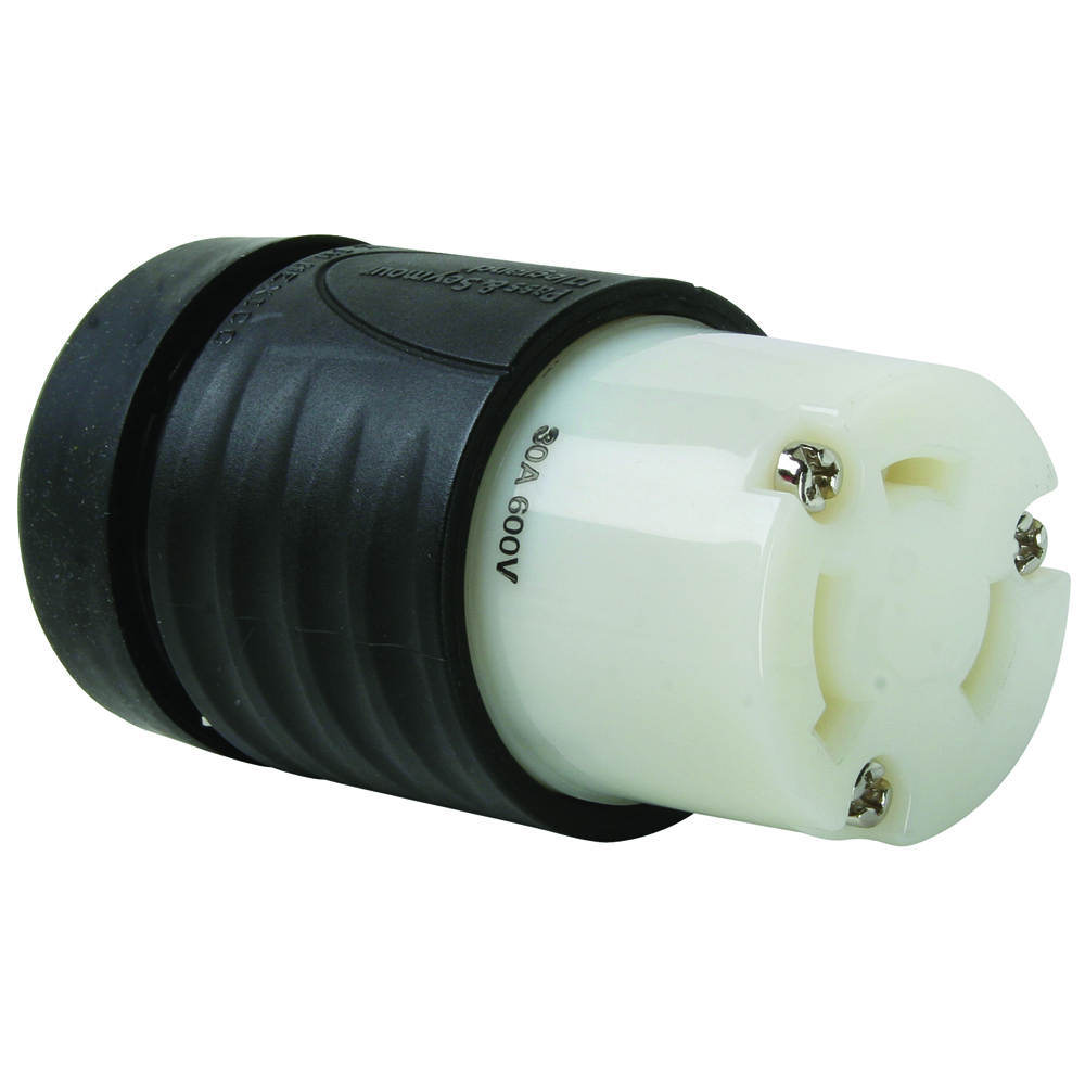 L930C 30A NEMA L930 Connector - Black Back, White Front Body