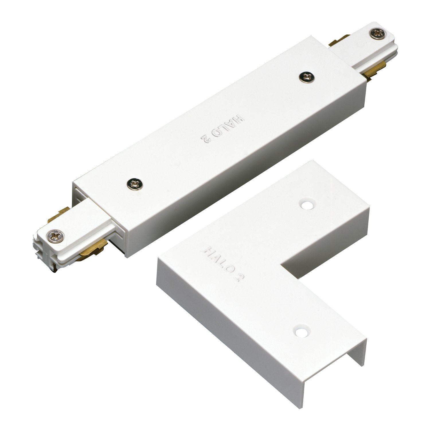 L943P Halo Power-Trac Straight/L-Connector, 2 Circuits, 5.201 in L x 4.301 in W, Polycarbonate