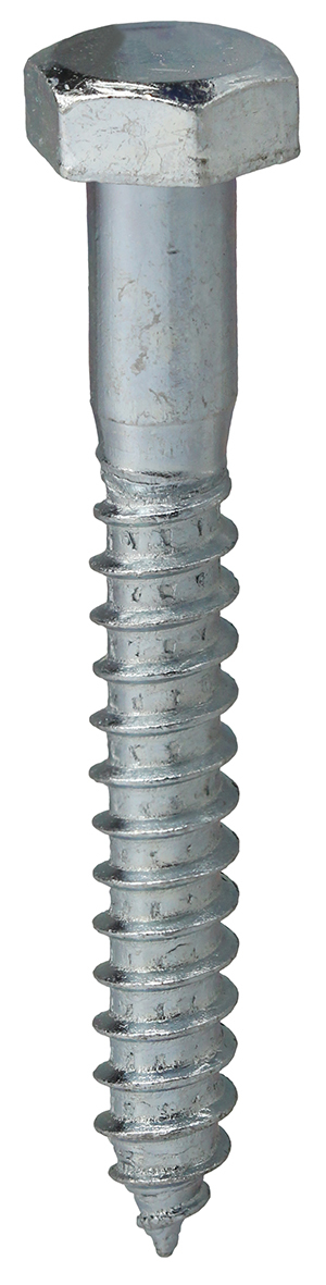 LAG382 Lag Screw, 3/8 in, 2 in OAL, Steel, Zinc Plated