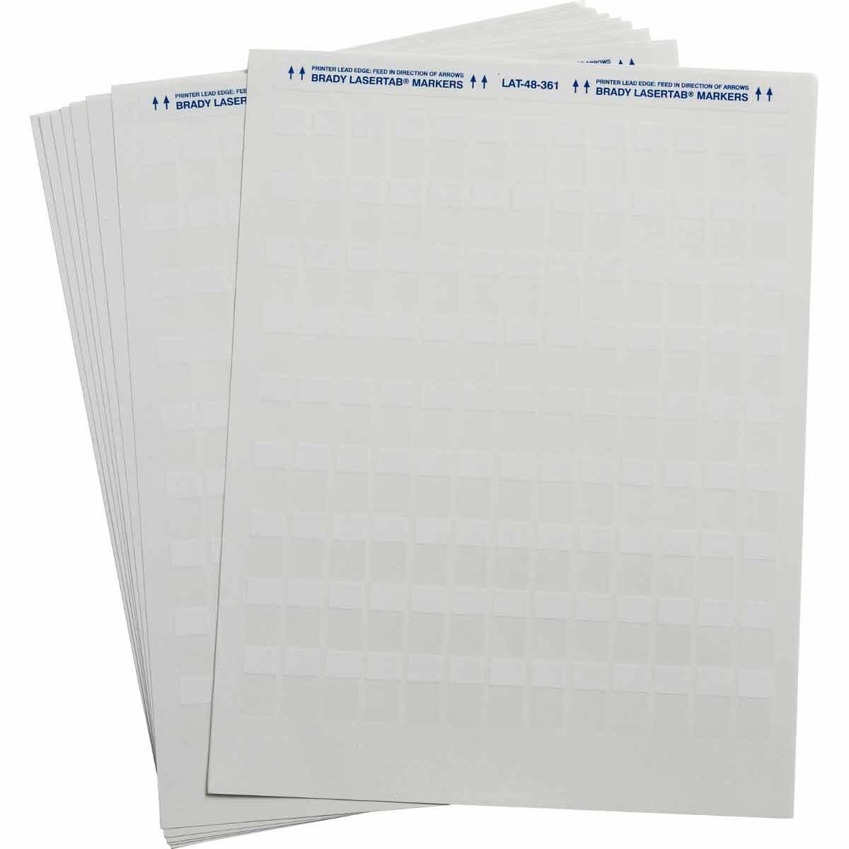 LAT-48-361-1 LaserTab Rectangular Self-Laminating Printer Label, 1 in L x 1/2 in W, Clear/White, B-361B Polyester