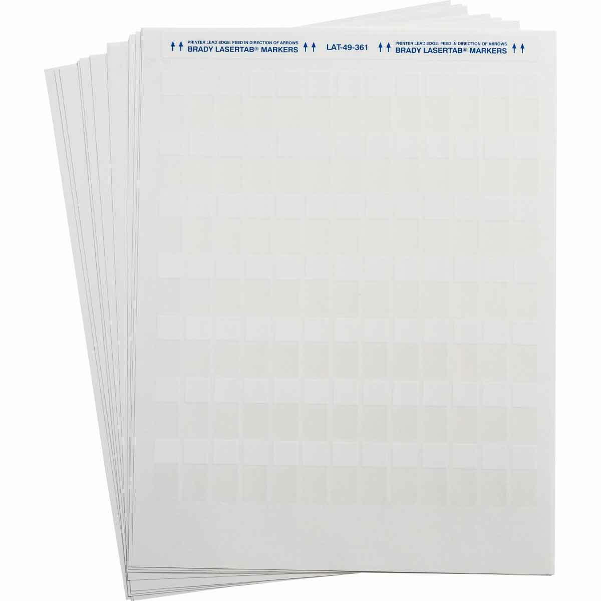 LAT-49-361-1 LaserTab Rectangular Self-Laminating Printer Label, 1-1/4 in L x 1/2 in W, Clear/White, B-361B Polyester