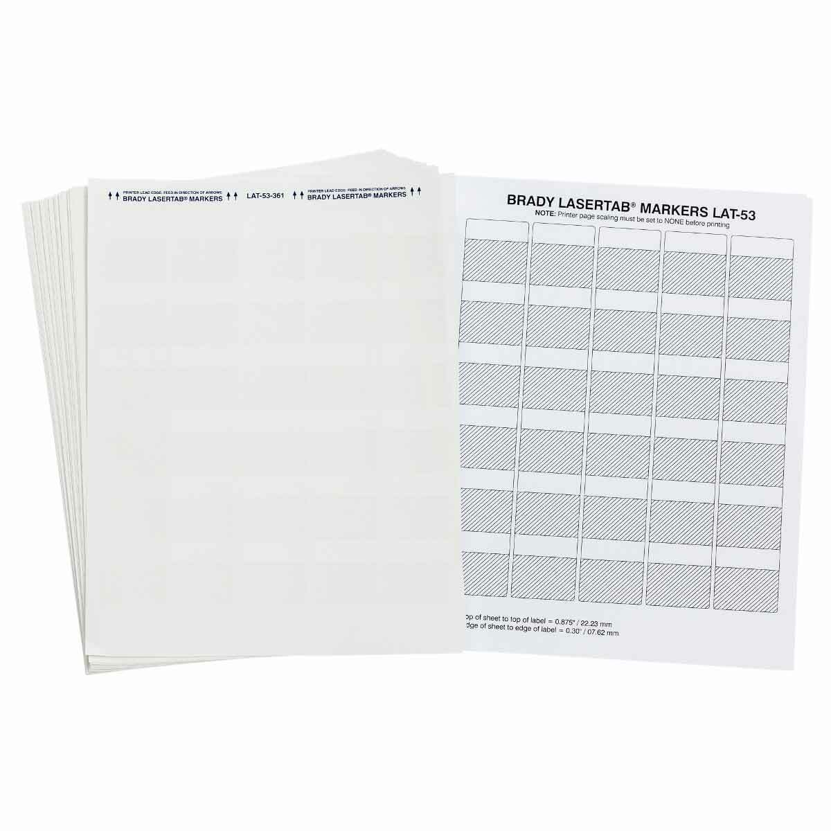 LAT-53-361-1 LaserTab Square Self-Laminating Printer Label, 1-1/2 in L x 1-1/2 in W, Clear/White, B-361B Polyester