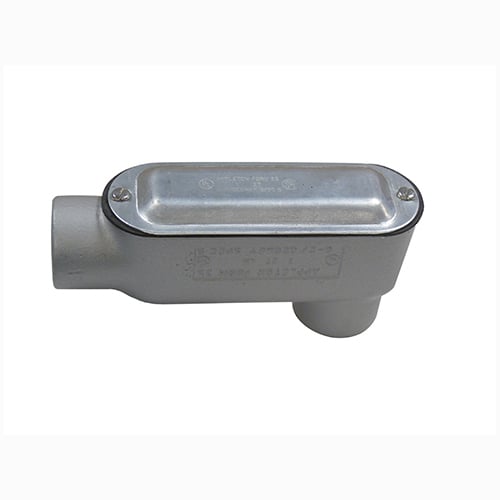 LB-150CG Type LB Conduit Outlet Body With Cover and Gasket, 1-1/2 in Hub, 35.3 cu-in Capacity, Malleable Iron, Aluminum Enamel/Zinc Electroplated