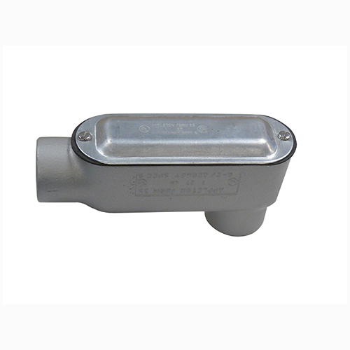LB-200CG Type LB Conduit Outlet Body With Cover and Gasket, 2 in Hub, 73 cu-in Capacity, Malleable Iron, Aluminum Enamel/Zinc Electroplated