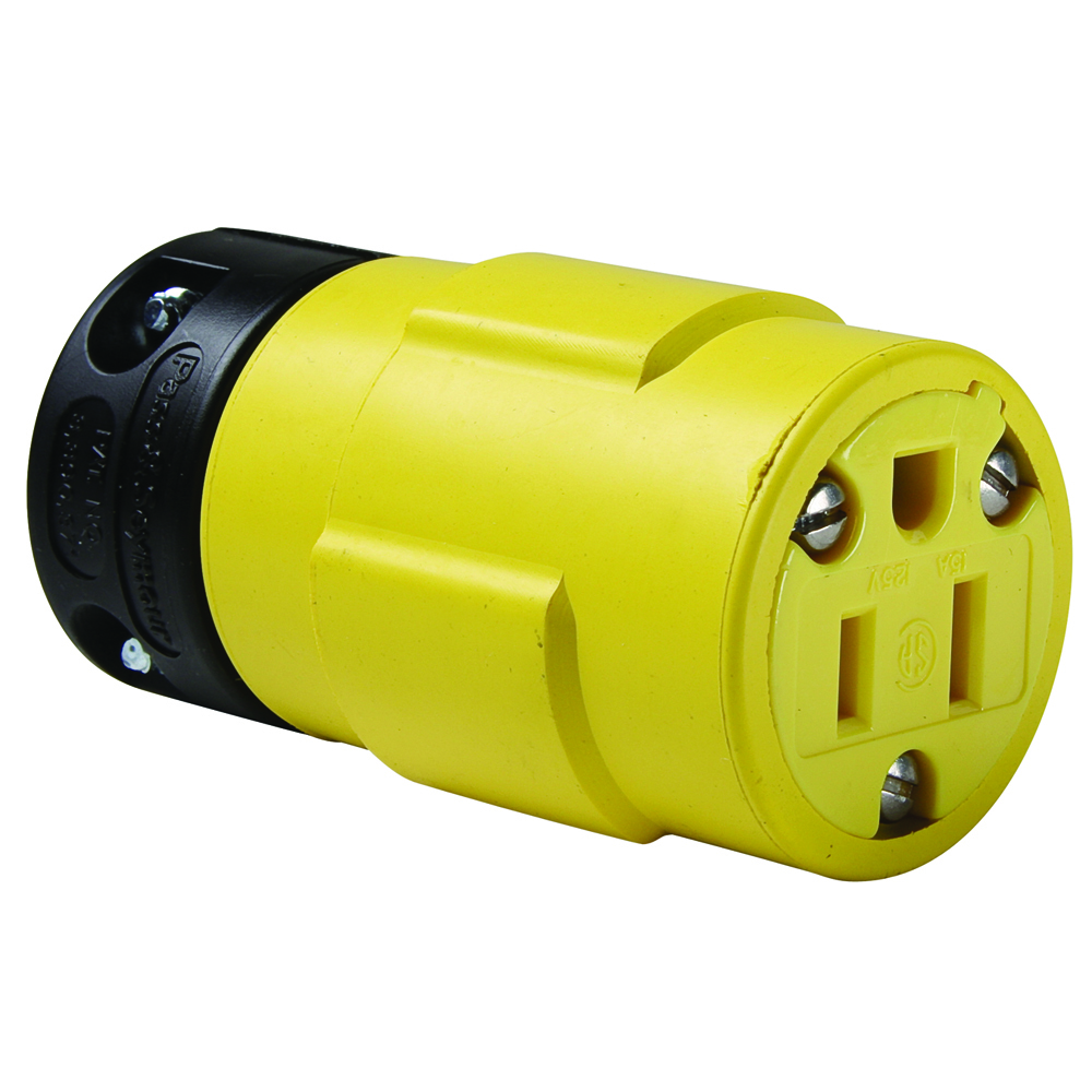 1547 15 Amp, 125V Rubber Dust-Tight Connector, Yellow