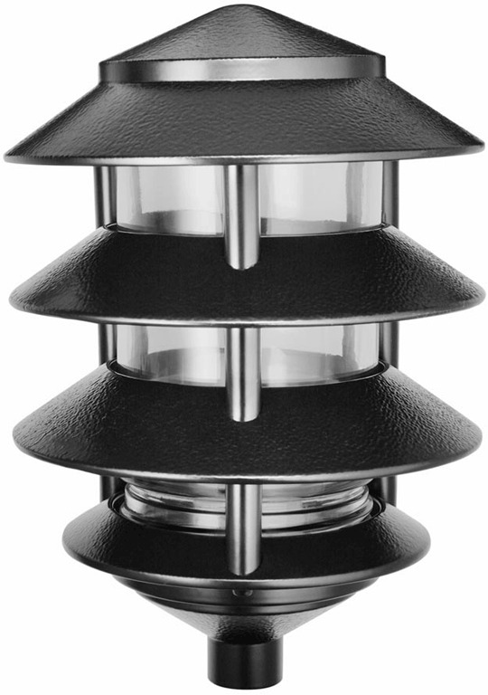 LL22B 4-Tier HID Landscape Lawn Light,) A19 Lamp, 120 V AC, Black Housing