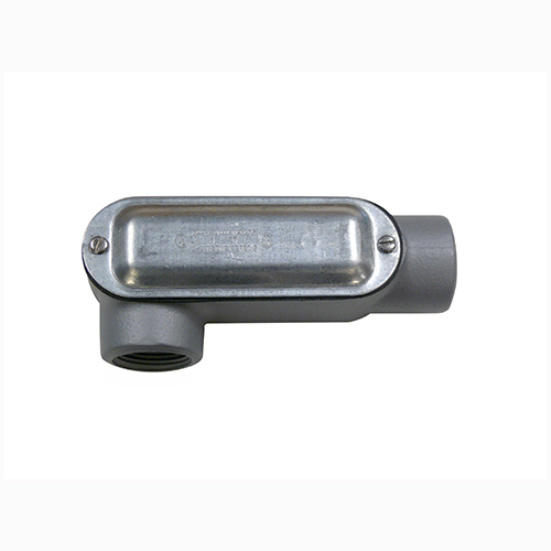 LL-75CG Type LL Conduit Outlet Body With Cover and Gasket, 3/4 in Hub, 7.5 cu-in Capacity, Malleable Iron, Aluminum Enamel/Zinc Electroplated
