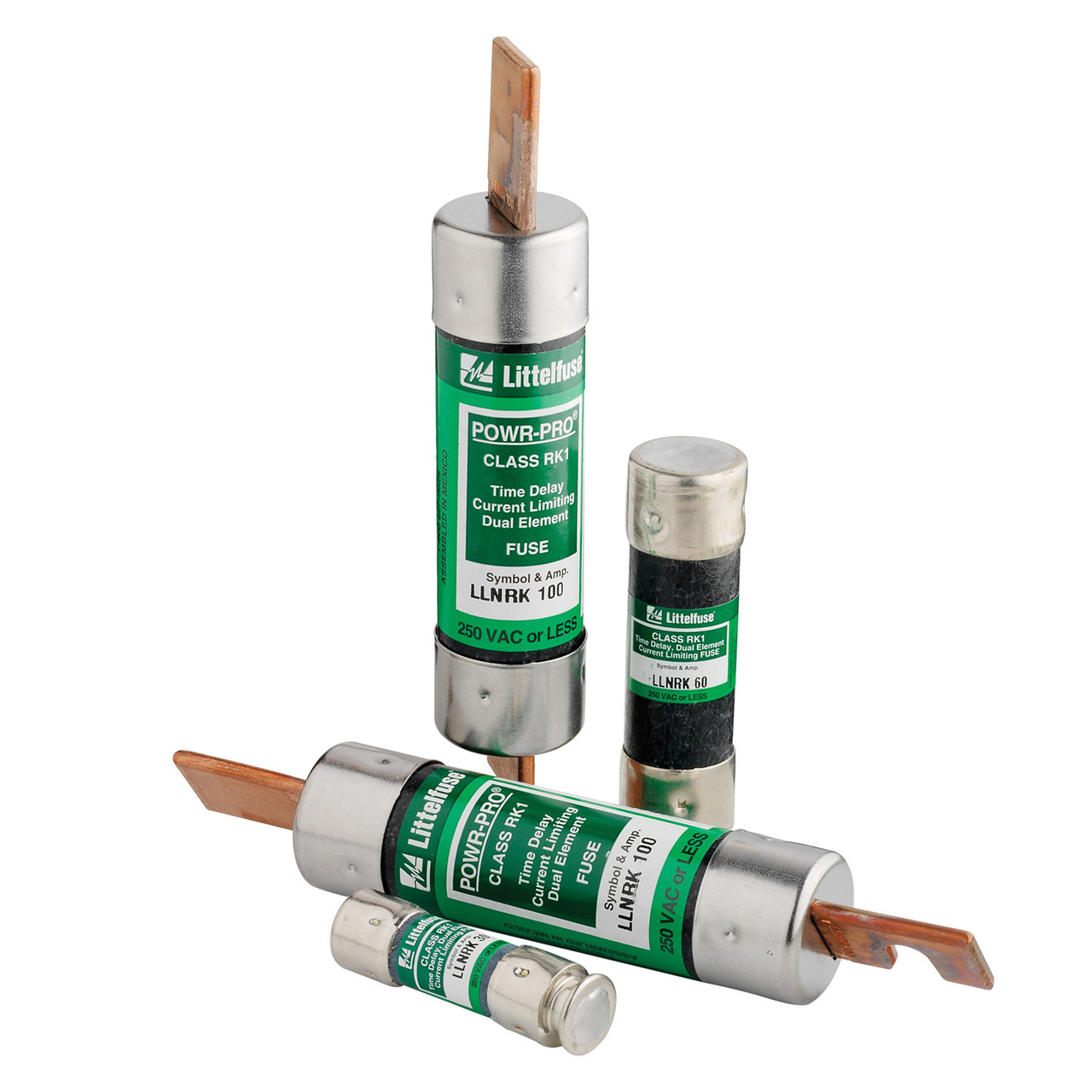 LLNRK045 Powr-Gard Current Limiting Time Delay Fuse, 45 A, 250 V AC/125 V DC, 200/20 kA Interrupt, RK1 Class, Cartridge Body