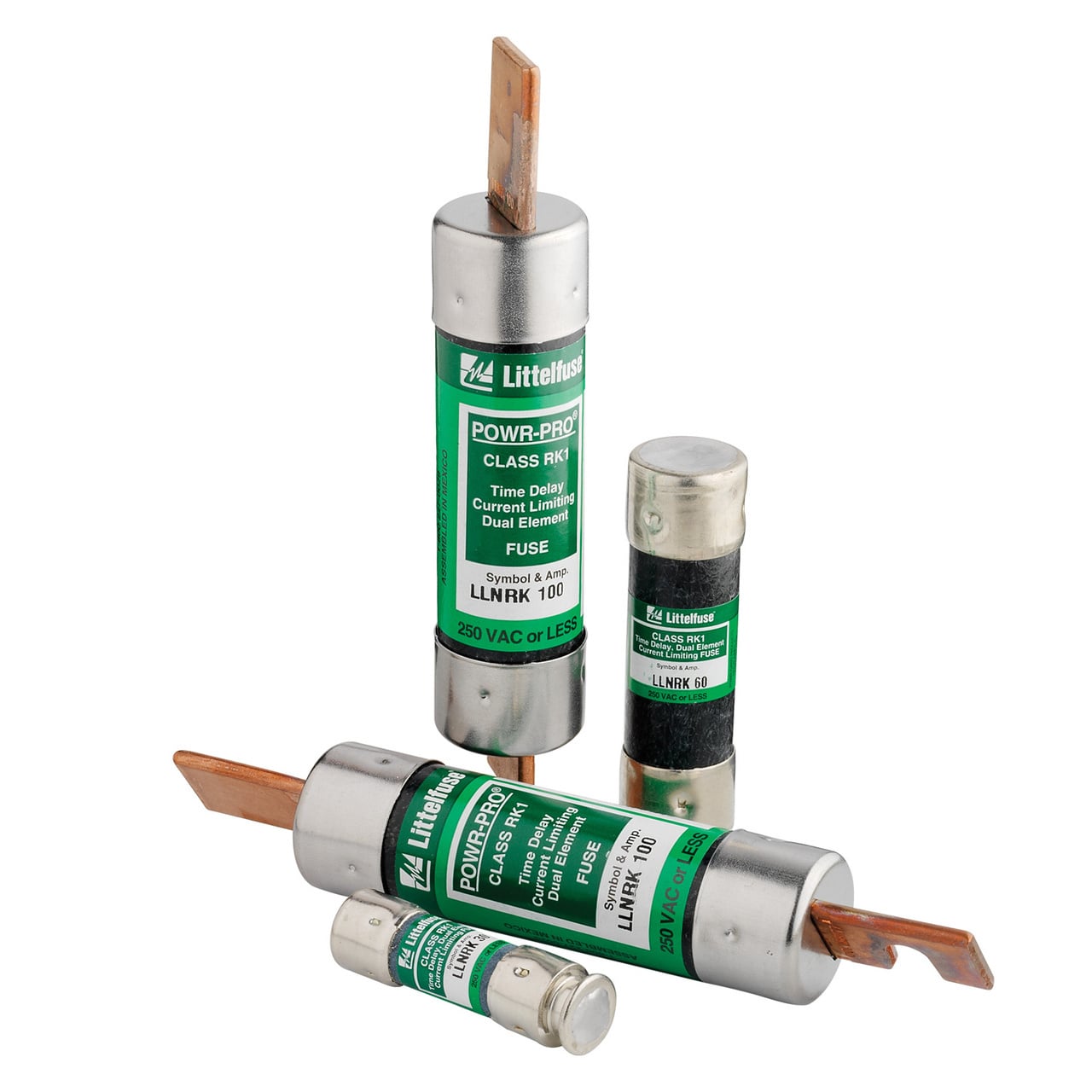 LLNRK110 Powr-Gard Current Limiting Time Delay Fuse, 110 A, 250 V AC/125 V DC, 200/20 kA Interrupt, RK1 Class, Cartridge Body