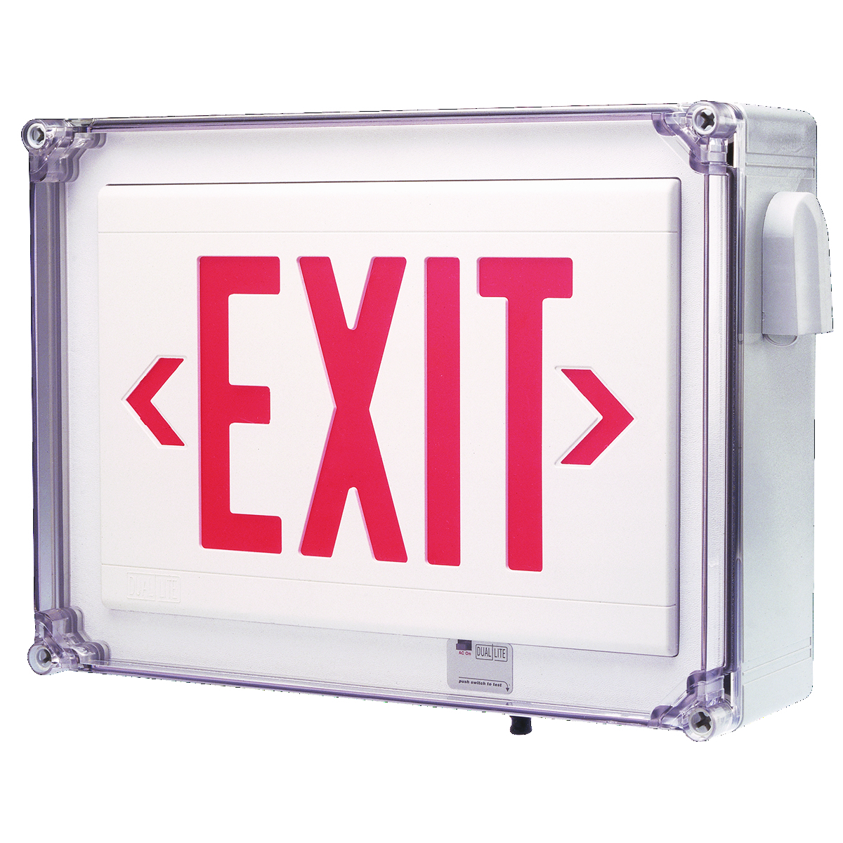 LN4XRWE Single Face Emergency Exit Sign, LED Lamp, 3.81 W Fixture, 120/277 VAC, White Housing, EXIT Legend