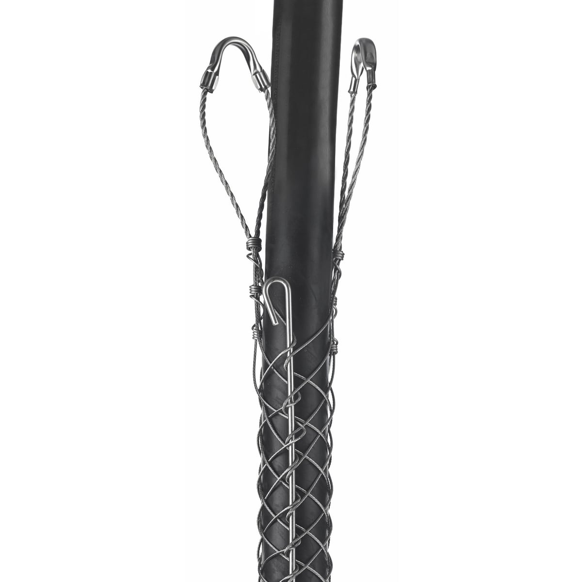 02403002 Standard Duty Rod Closing Split Mesh Double Eye Single Weave Support Grip, 2050 lb Breaking Strength, 0.63 to 0.74 in Cable, Stainless Steel