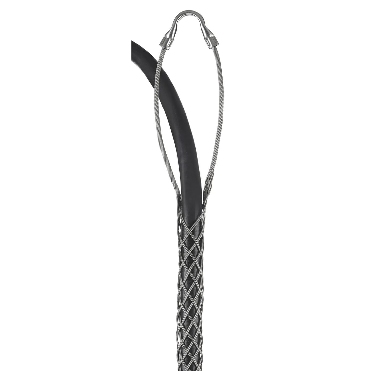 02406011 Heavy Duty Closed Mesh Single Eye Double Weave Support Grip, 730 lb Breaking Strength, 1 to 1.24 in Cable, Stainless Steel