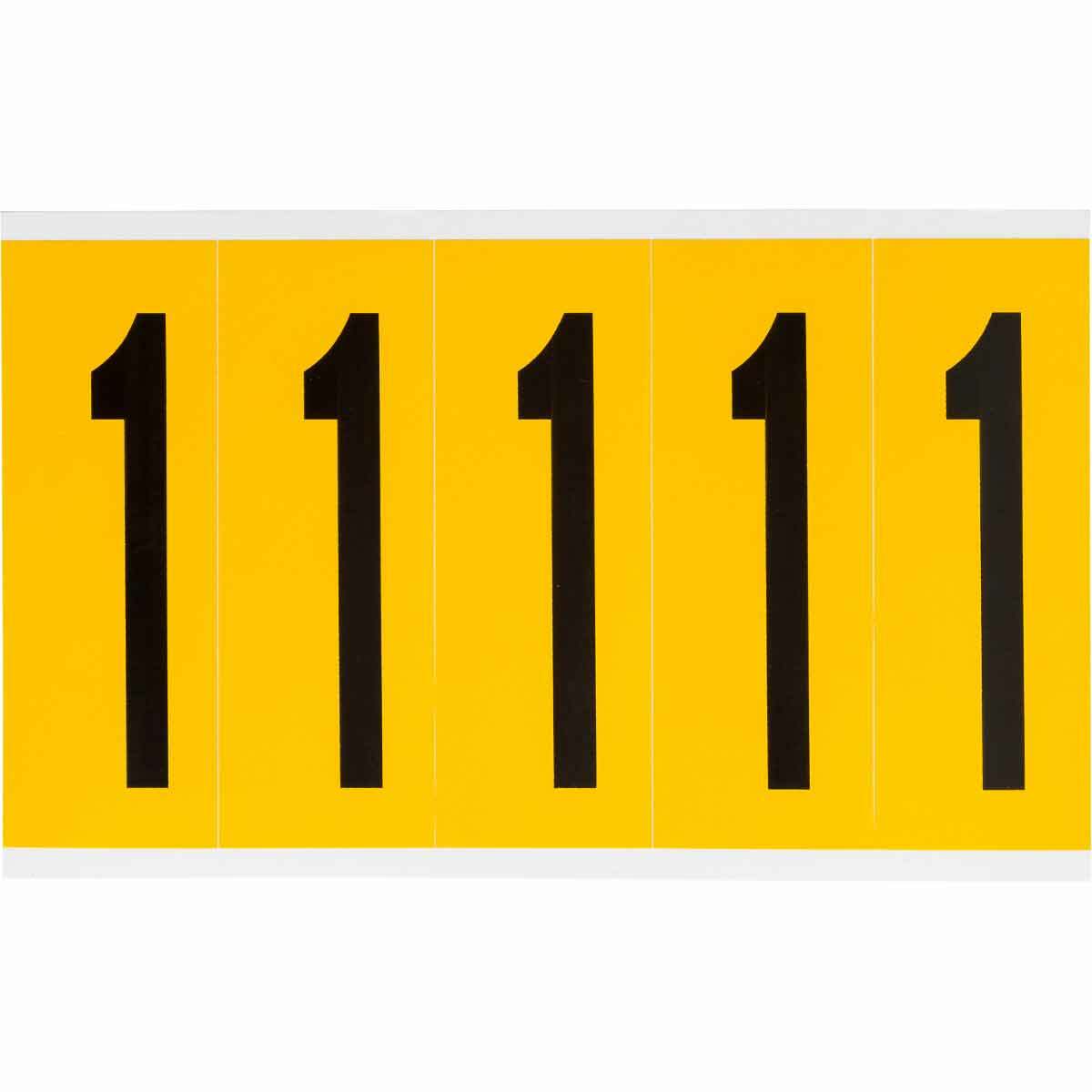 1560-1 Non-Reflective Standard Number Label, Black 1 Character, 3-7/8 in H x 1.356 in W, Yellow Background, B-946 Vinyl