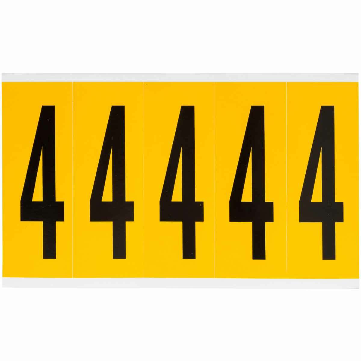 1560-4 Non-Reflective Standard Number Label, Black 4 Character, 3-7/8 in H x 1.356 in W, Yellow Background, B-946 Vinyl