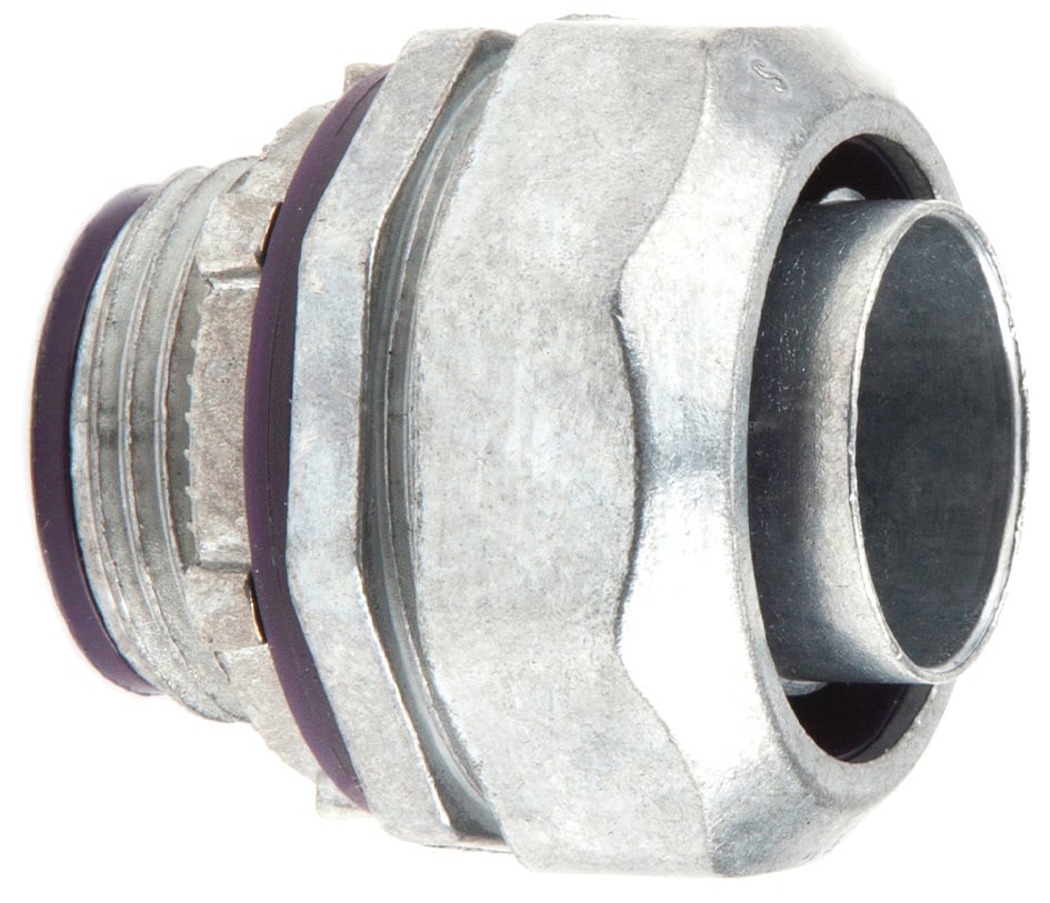 LT100I Insulated Straight Liquid Tight Conduit Connector, 1 in Trade, Die Cast Zinc