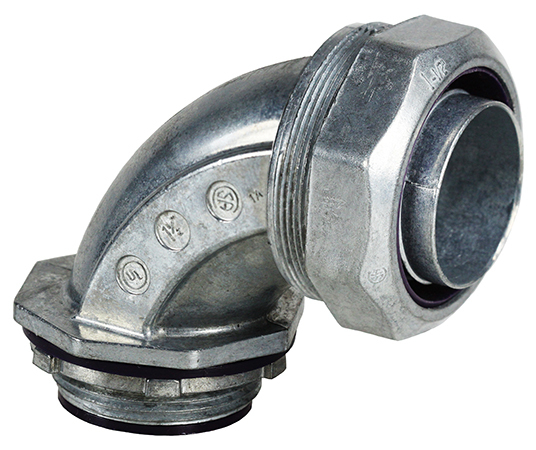 LT9050 Insulated Liquid Tight Conduit Connector, 1/2 in Trade, 90 deg, Die Cast Zinc