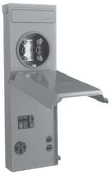 M055G Midwest GE 1-Head Ring Metered Temporary Power Outlet, 120/240 V AC, 70 A, 1 Phase, 6 to 1/0 AWG Wire, NEMA 3R Enclosure