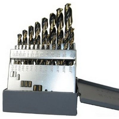M229 Drill Kit, 1/16 in Min Drill Bit, 1/2 in Max Drill Bit, 29 Pieces, HSS, Black/Gold