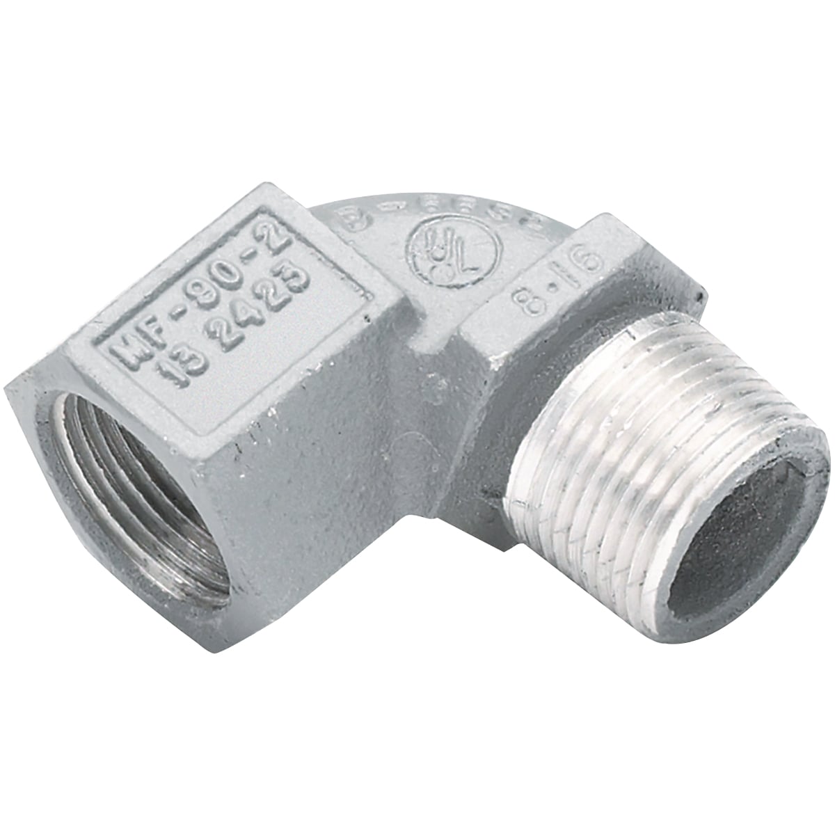 MF-90-2 Male/Female Conduit Elbow, 3/4 in Trade, 90 deg, Aluminum, Electro-Static Powder Coated