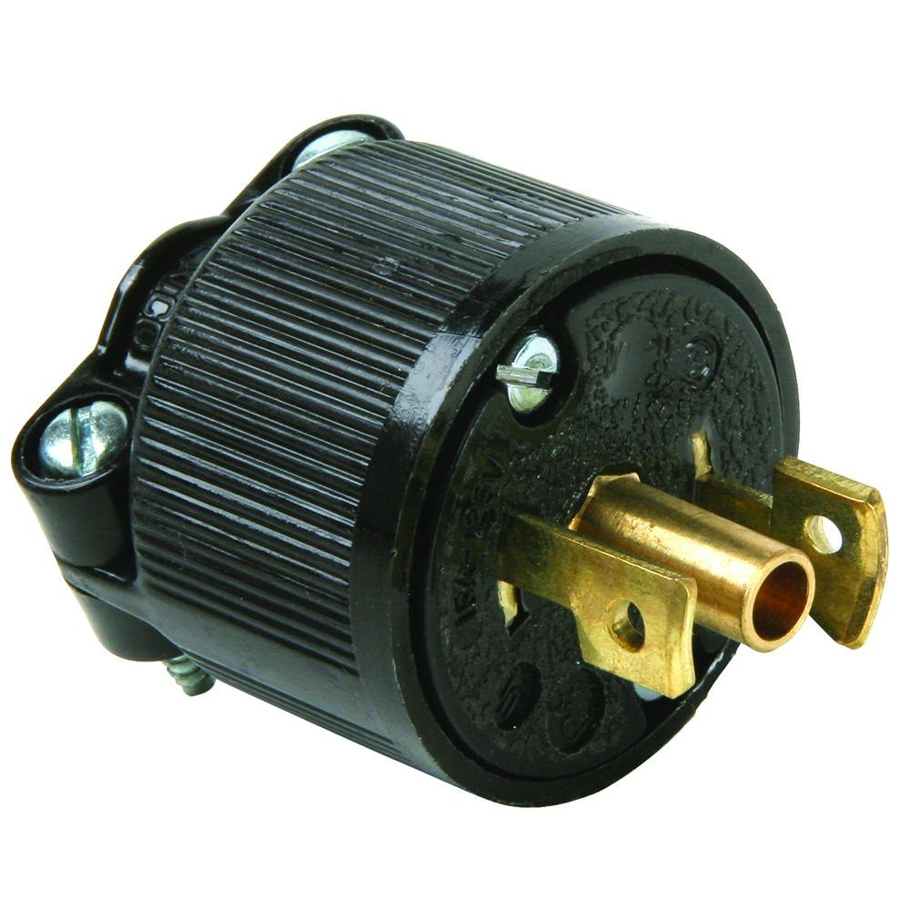 ML2113 Turnlok Midget Locking Plug, 125 VAC, 15 A, 2 Poles, 3 Wires, Black