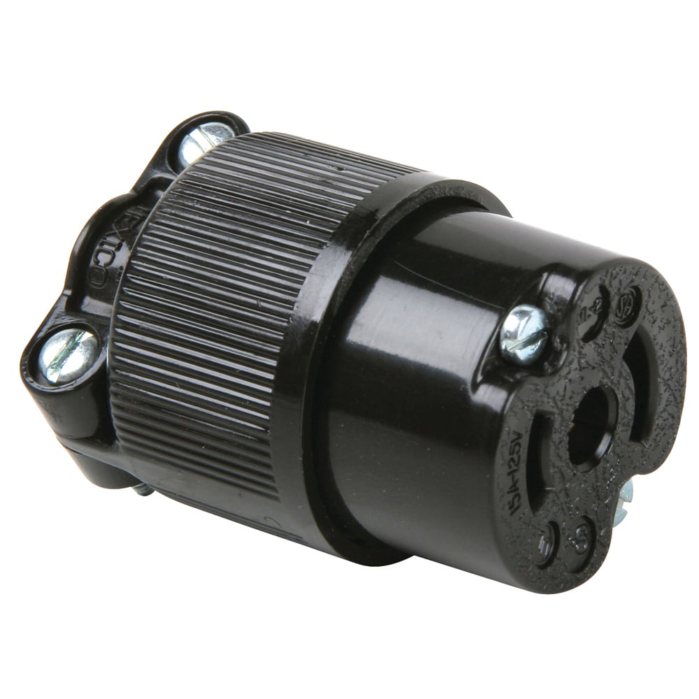 ML2133 Turnlok Polarized Midget Locking Connector, 125 VAC, 15 A, 2 Poles, 3 Wires, Black