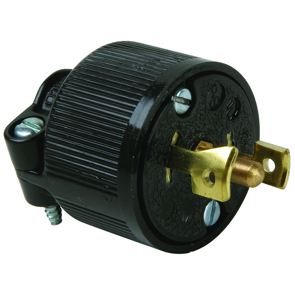 ML3113 Turnlok Midget Locking Plug, 125 VAC, 15 A, 2 Poles, 3 Wires, Black