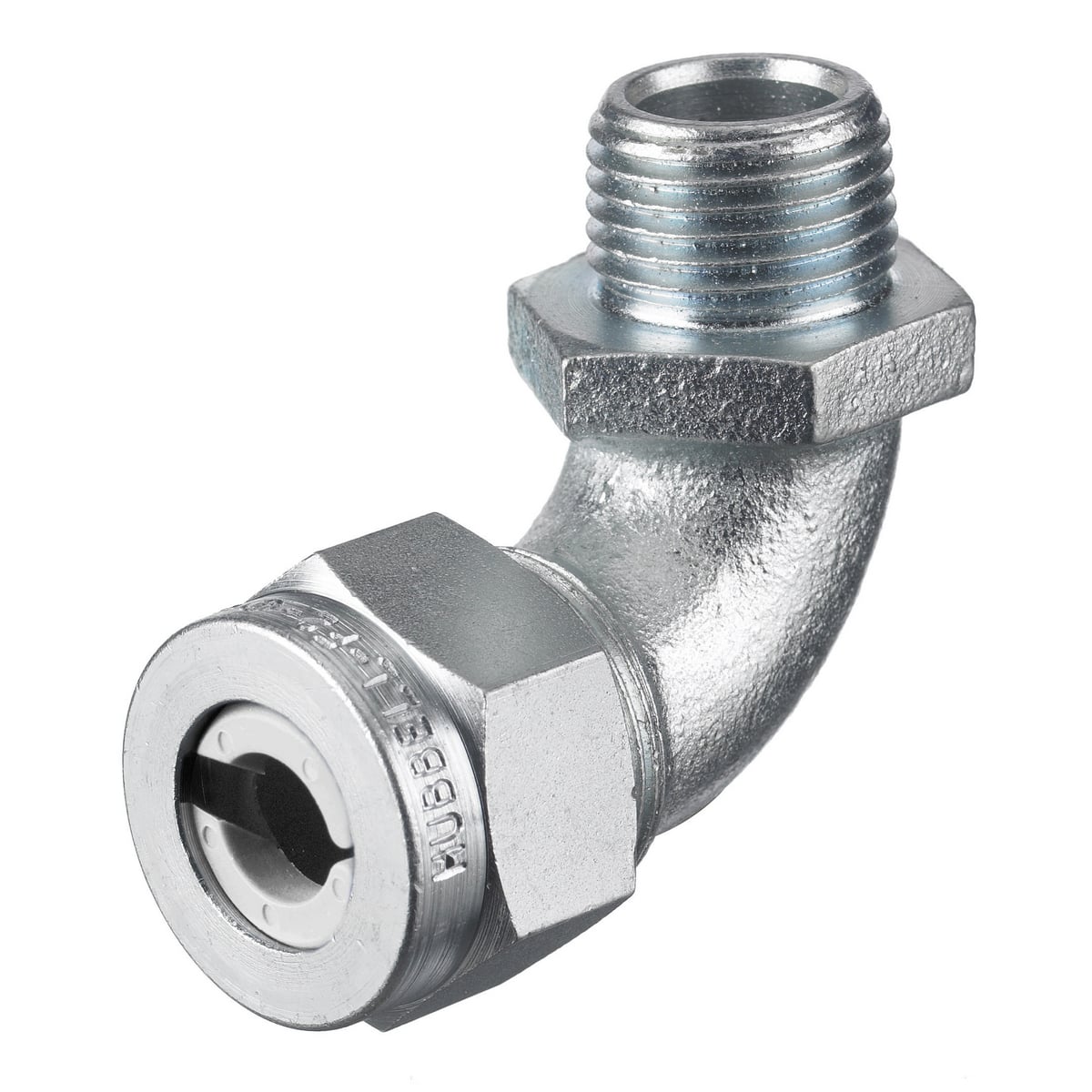 NHC1022ZP 90 deg Form 2 Standard Cord Connector, 1/2 in MNPT Trade, 1 Conductor, 0.25 to 0.38 in Cable Openings, Steel, Machined/Zinc Plated