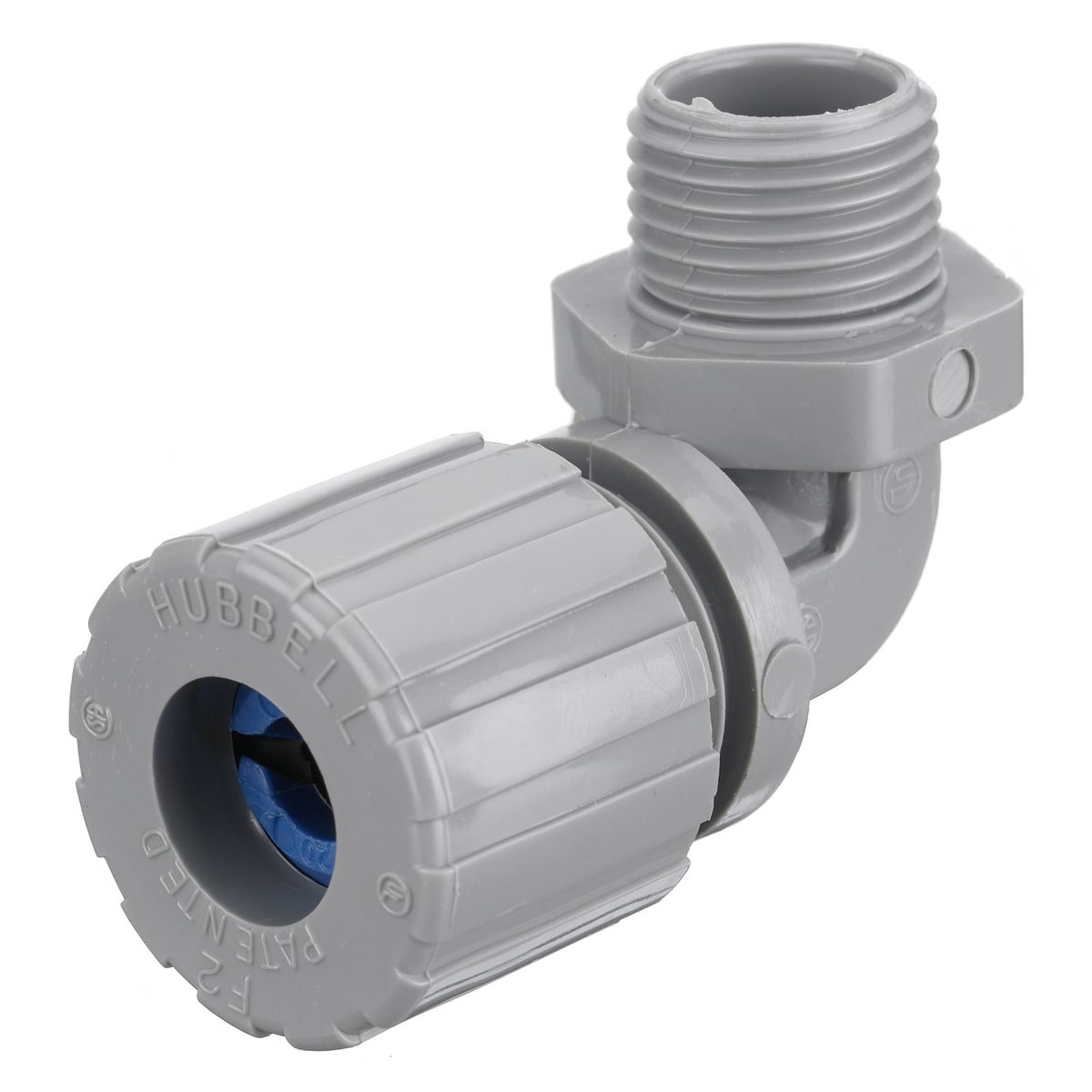 NHC1023CR NHC 90 deg Form 2 Standard Cord Connector, 1/2 in MNPT Trade, (1) Conductors, 0.38 to 0.5 in Cable Openings, Nylon, Smooth
