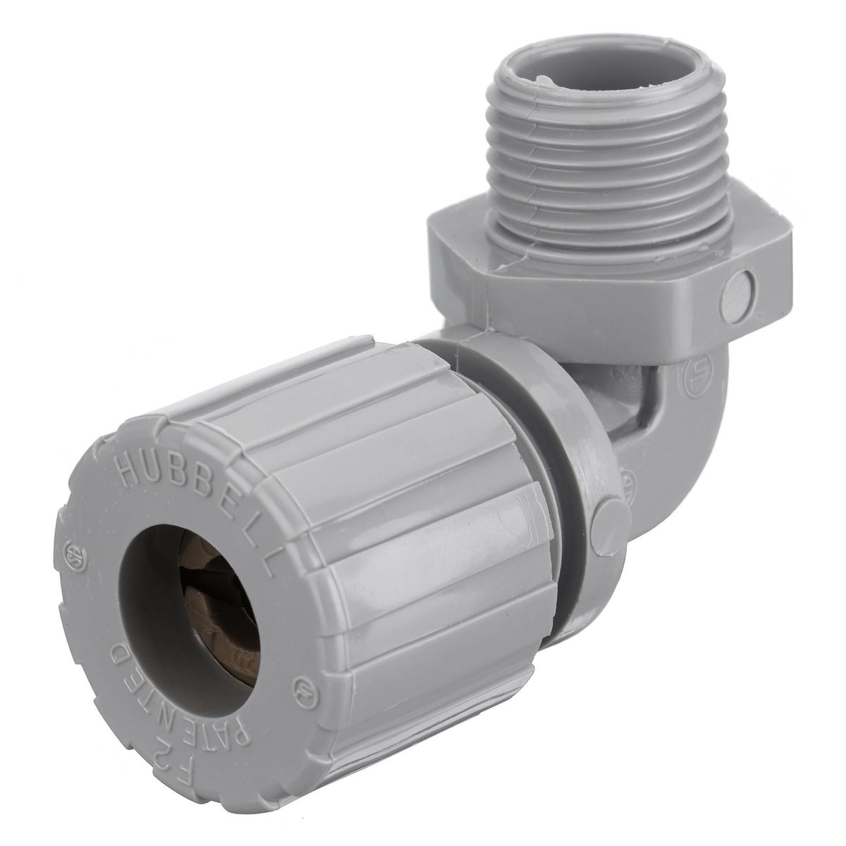 NHC1024CR NHC 90 deg Form 2 Standard Cord Connector, 1/2 in MNPT Trade, (1) Conductors, 0.5 to 0.63 in Cable Openings, Nylon, Smooth