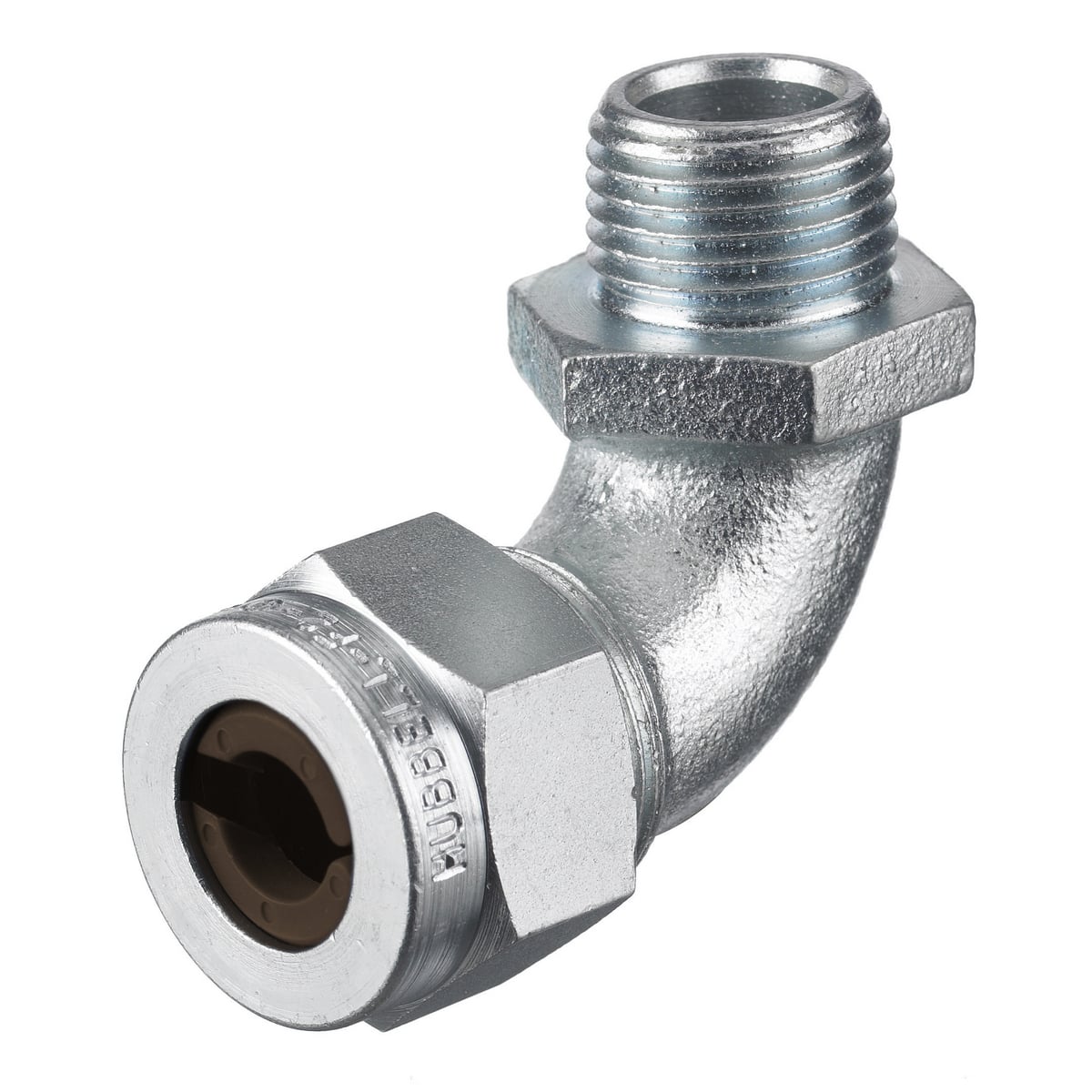 NHC1036ZP 90 deg Form 3 Standard Cord Connector, 3/4 in MNPT Trade, 1 Conductor, 0.5 to 0.63 in Cable Openings, Steel, Machined/Zinc Plated