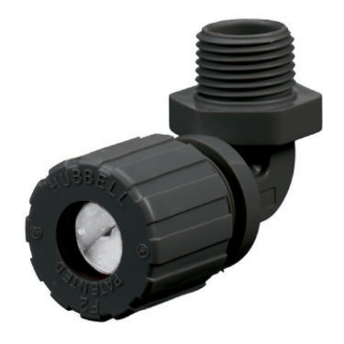 NHC2022CR NHC 90 deg Form 2 Standard Duty Cord Connector, 1/2 in NPT Trade, (1) Conductors, 0.25 to 0.38 in Cable Openings, Nylon, Smooth