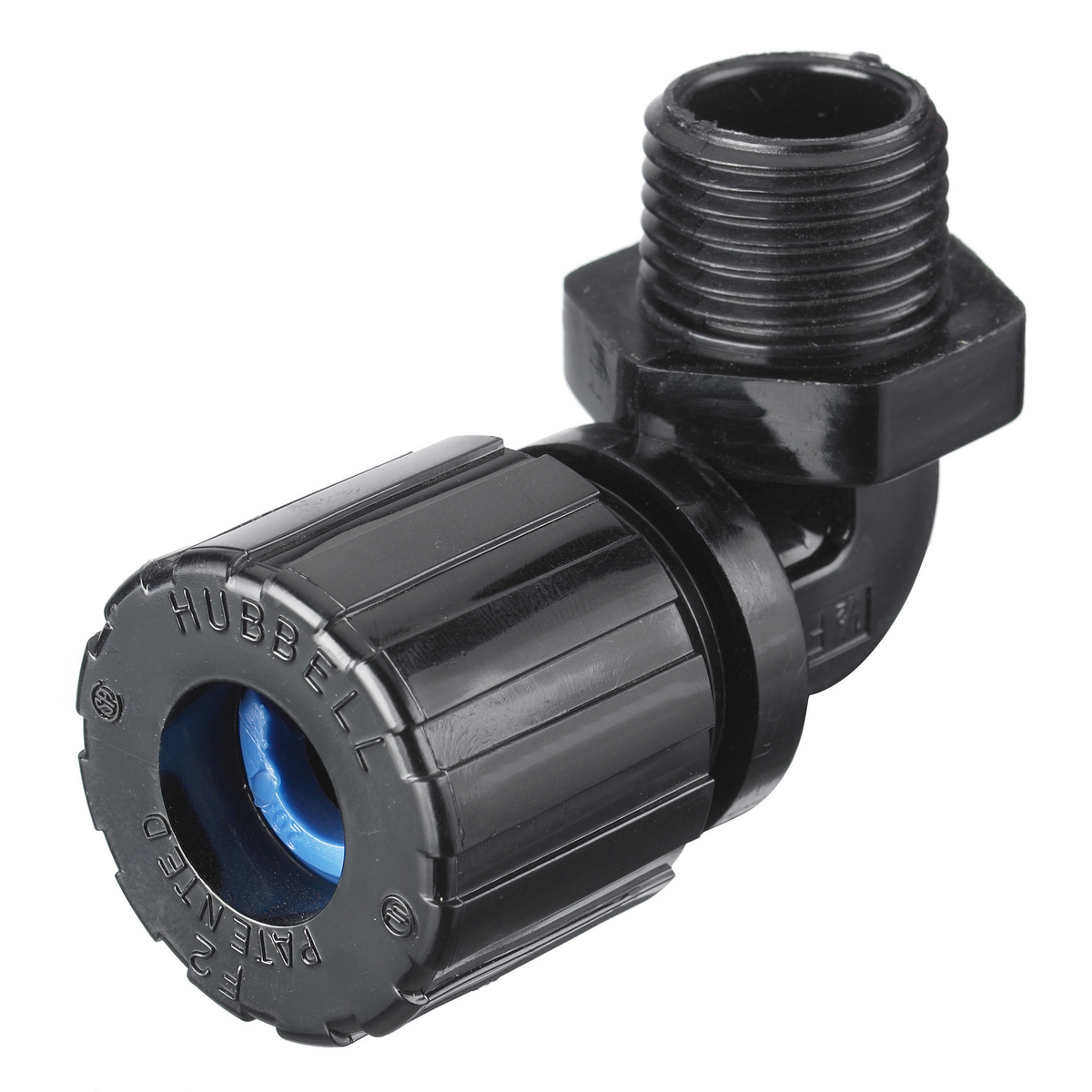 NHC2023CR 90 deg Cord Connector, 1/2 in NPT Trade, 1 Conductors, 0.38 to 0.5 in Cable Openings, Nylon, Smooth
