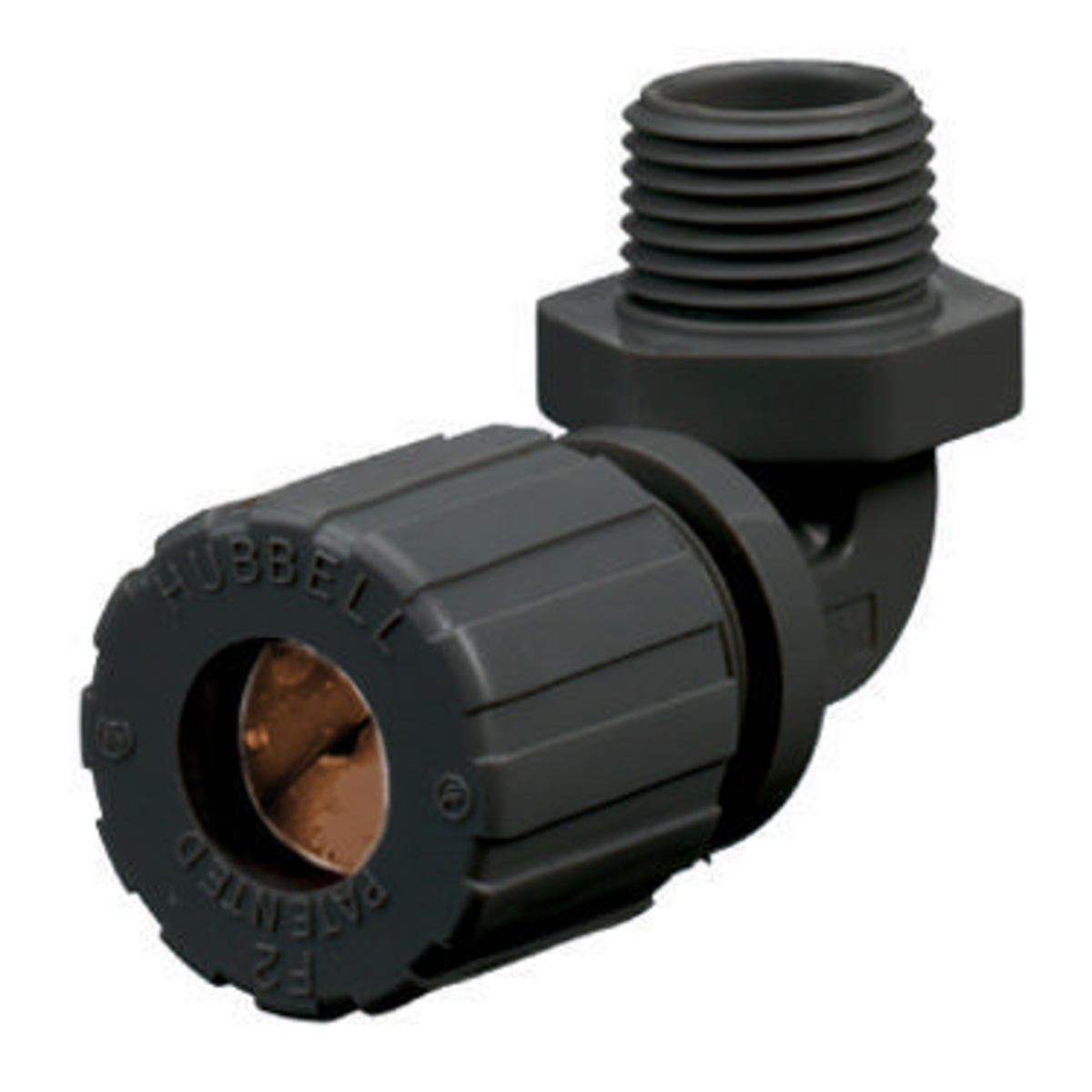 NHC2024CR NHC 90 deg Form 2 Standard Cord Connector, 1/2 in NPT Trade, (1) Conductors, 0.5 to 0.63 in Cable Openings, Nylon, Smooth
