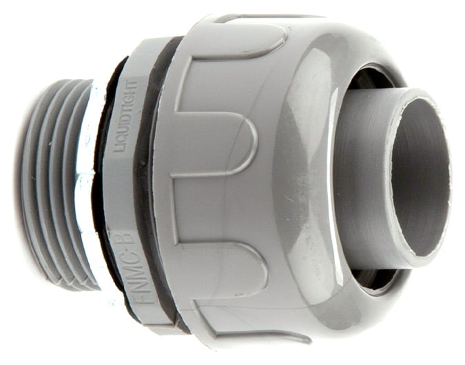 NLT200 Straight Non-Insulated Liquid Tight Conduit Connector With Polypropylene Sealing Ring, 2 in Trade, PVC