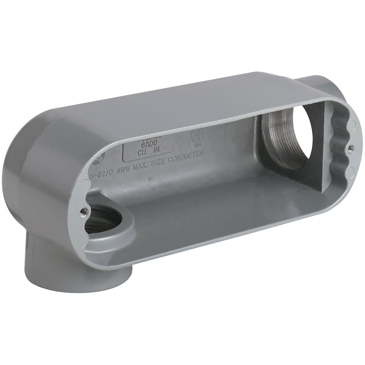 OLR-0M O Series Type LR Conduit Body, 4 in Hub, 324 cu-in Capacity, Malleable Iron, Tri-Coated