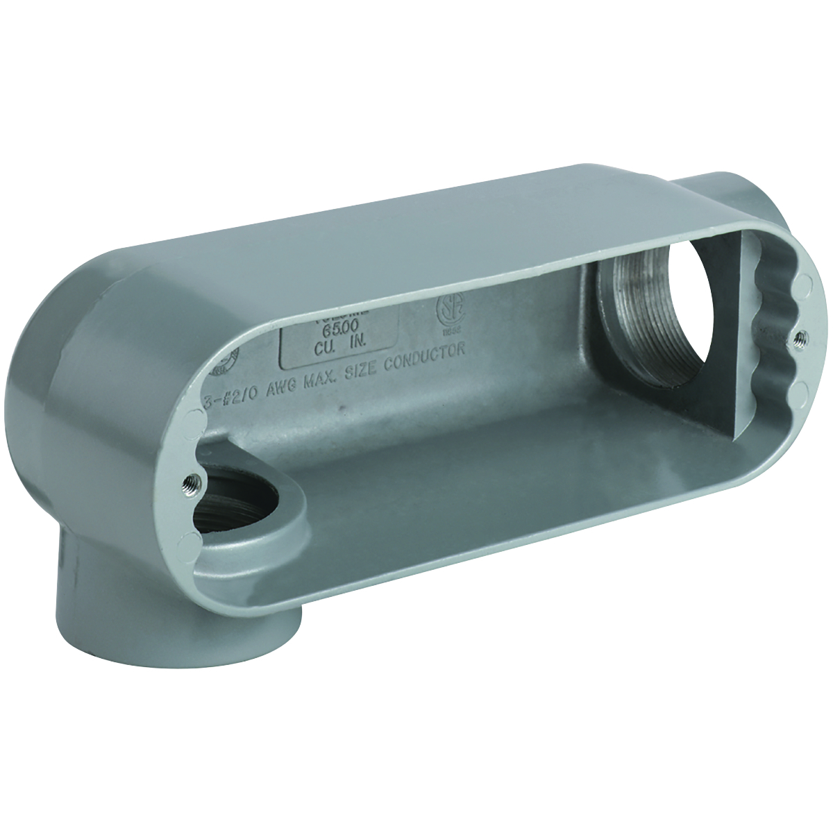 OLR-6M O Series Type LR Conduit Body, 2 in Hub, 70 cu-in Capacity, Malleable Iron, Tri-Coated