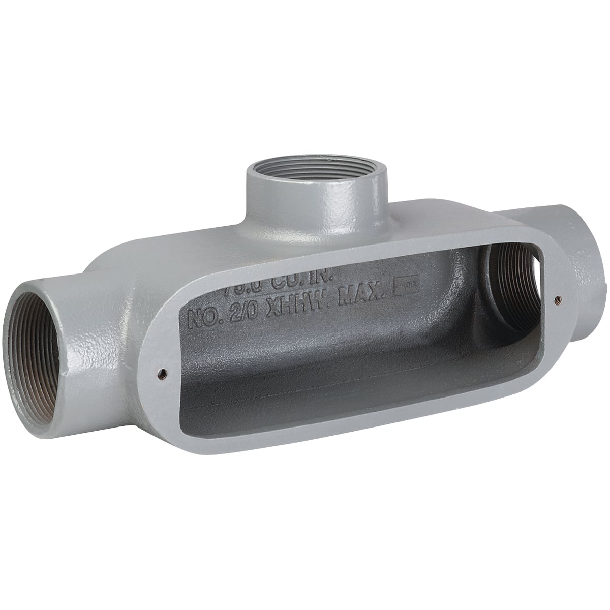 OT-0M O Series Type T Conduit Body, 4 in Hub, 324 cu-in Capacity, Malleable Iron, Tri-Coated
