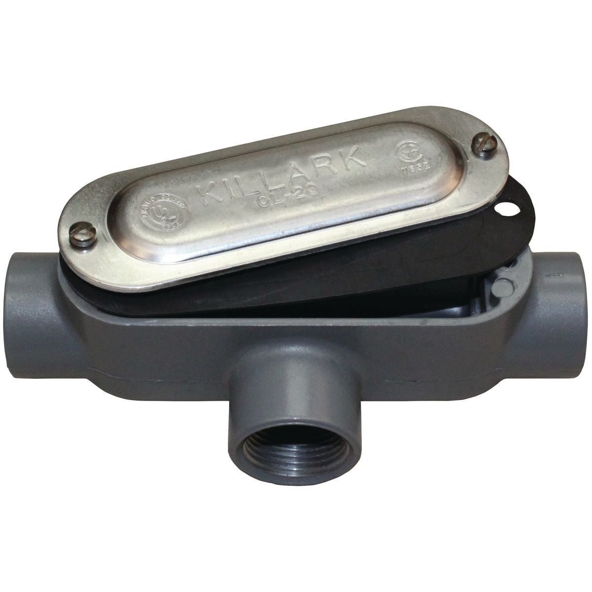 OT-2CG O Series Type T Conduit Body, 3/4 in Hub, 5 Form, 7 cu-in Capacity, Aluminum, Powder Coated