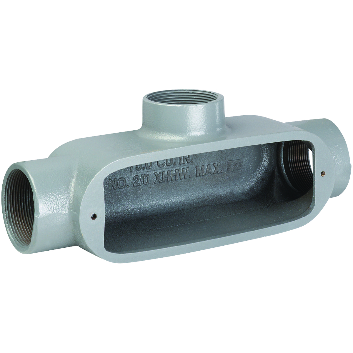 OT-3 O Series Type T Conduit Body, 1 in Hub, 5 Form, 12 cu-in Capacity, Aluminum, Powder Coated