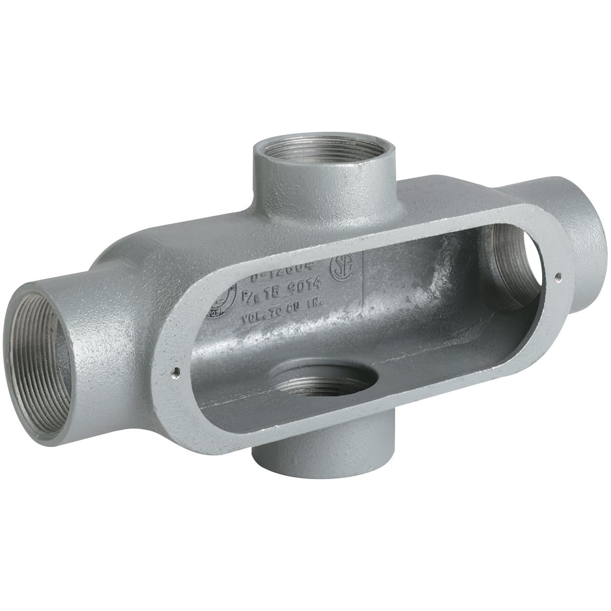 OX-1M O Series Type X Conduit Body, 1/2 in Hub, 4 cu-in Capacity, Malleable Iron, Tri-Coated