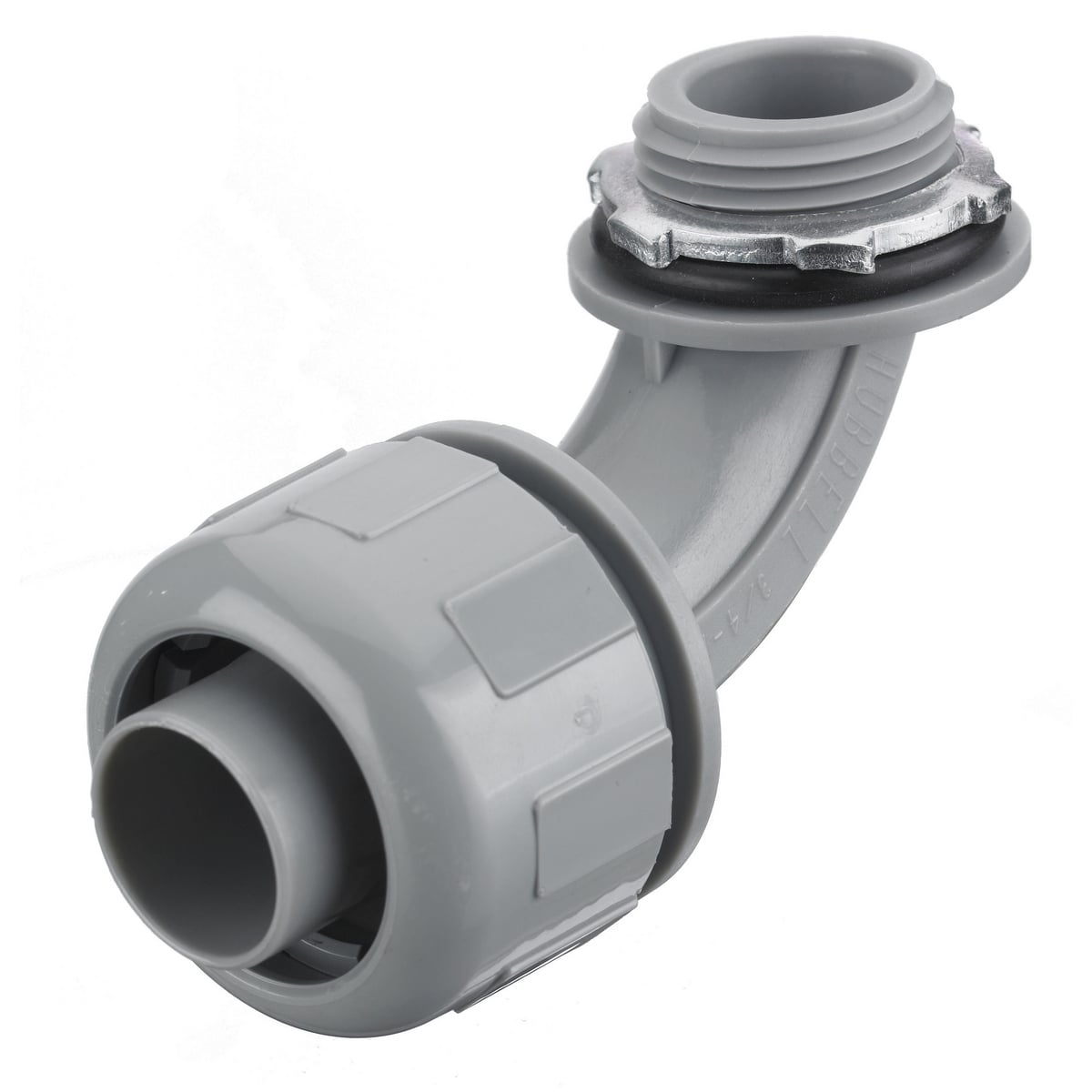 P0759NGY Fixed Male Non-Metallic Standard Liquidtight Connector, 3/4 in Trade, 90 deg, Nylon, Smooth