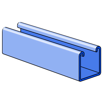P1000-10HG P1000 Solid Channel, 10 ft L 1-5/8 in W 1-5/8 in D 12 ga THK, Low Carbon Steel, Hot Dipped Galvanized, Domestic