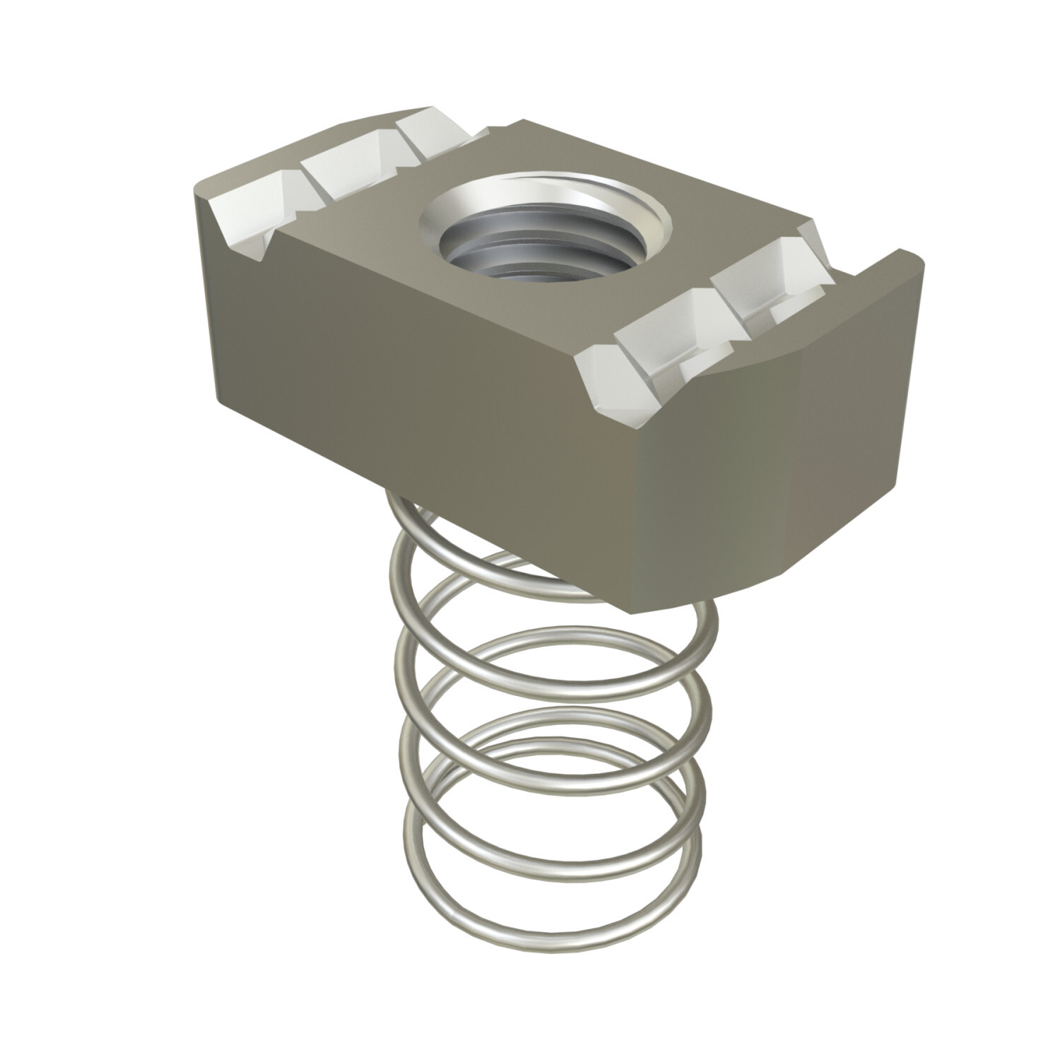 P1010U-SS Channel Nut With Spring, For Use With P1000, P1100, P2000 and P3000 Channels, 1/2-13 Thread, Mild Steel