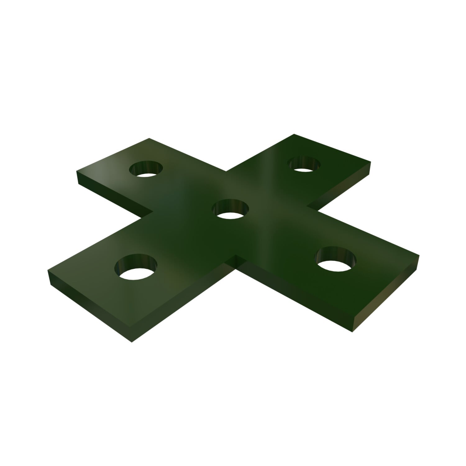 P1028-GR Flat Plate Fitting, 5 Holes, 5-3/8 in L x 1-5/8 in W x 1/4 in THK, Steel