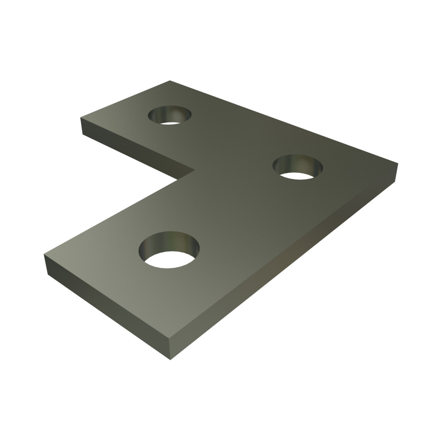 P1036-EG Flat Plate Corner Fitting, 3 Holes, 3-1/2 in L x 3-1/2 in W x 0.22 to 0.25 in THK, Steel